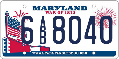 MD license plate 6AB8040