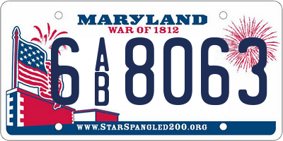 MD license plate 6AB8063