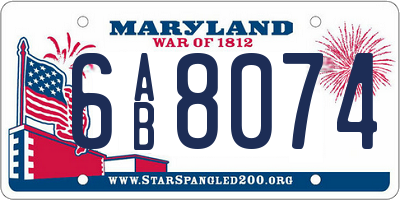 MD license plate 6AB8074