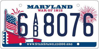 MD license plate 6AB8076