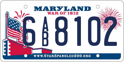 MD license plate 6AB8102