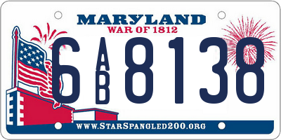 MD license plate 6AB8138