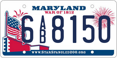 MD license plate 6AB8150