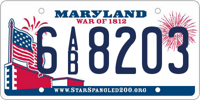 MD license plate 6AB8203