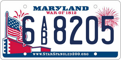 MD license plate 6AB8205
