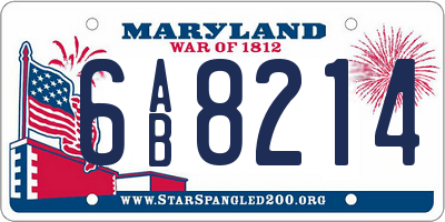 MD license plate 6AB8214