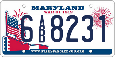 MD license plate 6AB8231