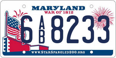 MD license plate 6AB8233