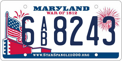 MD license plate 6AB8243