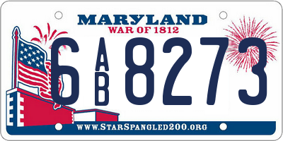 MD license plate 6AB8273