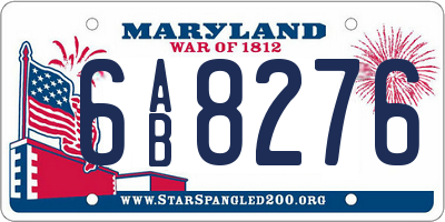MD license plate 6AB8276