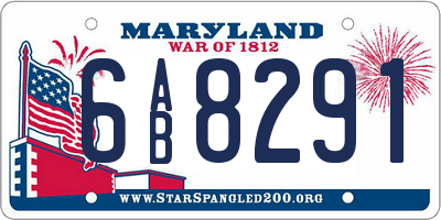 MD license plate 6AB8291
