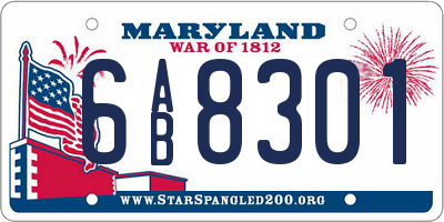 MD license plate 6AB8301