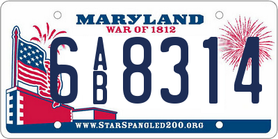 MD license plate 6AB8314
