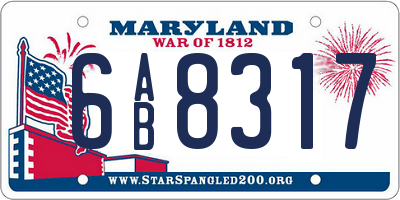 MD license plate 6AB8317