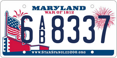 MD license plate 6AB8337
