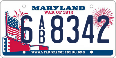 MD license plate 6AB8342