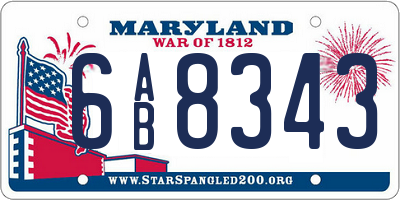 MD license plate 6AB8343