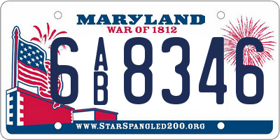 MD license plate 6AB8346
