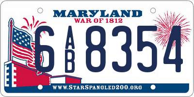MD license plate 6AB8354