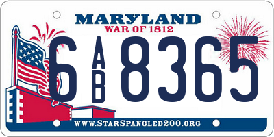 MD license plate 6AB8365