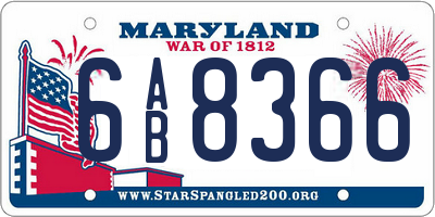 MD license plate 6AB8366