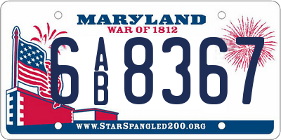 MD license plate 6AB8367