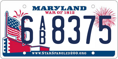 MD license plate 6AB8375