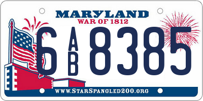 MD license plate 6AB8385