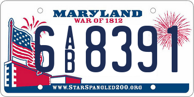 MD license plate 6AB8391