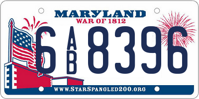MD license plate 6AB8396