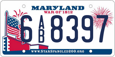 MD license plate 6AB8397