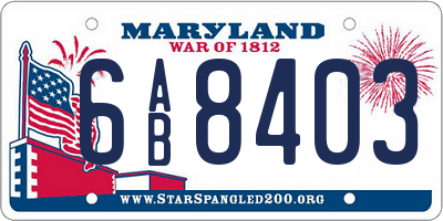 MD license plate 6AB8403