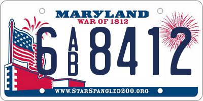 MD license plate 6AB8412
