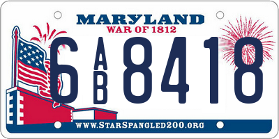 MD license plate 6AB8418