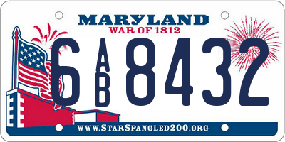 MD license plate 6AB8432
