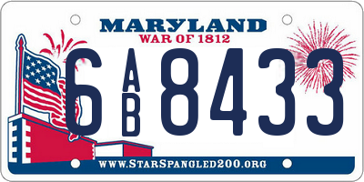 MD license plate 6AB8433