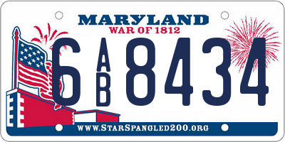 MD license plate 6AB8434