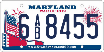 MD license plate 6AB8455