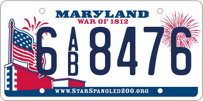 MD license plate 6AB8476