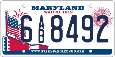 MD license plate 6AB8492