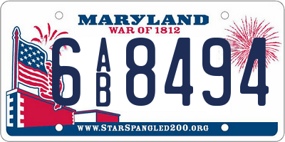 MD license plate 6AB8494
