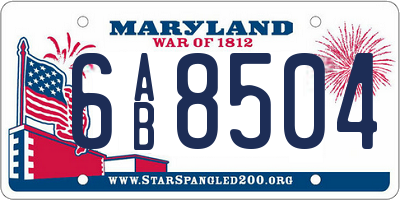 MD license plate 6AB8504