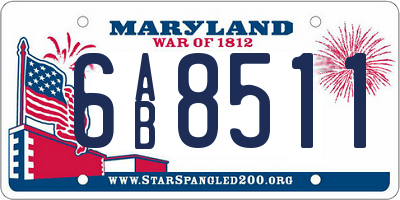 MD license plate 6AB8511