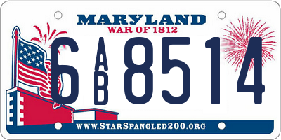 MD license plate 6AB8514