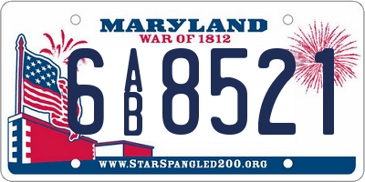 MD license plate 6AB8521