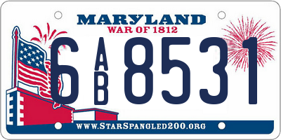 MD license plate 6AB8531