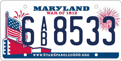 MD license plate 6AB8533