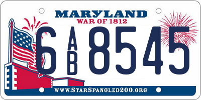 MD license plate 6AB8545