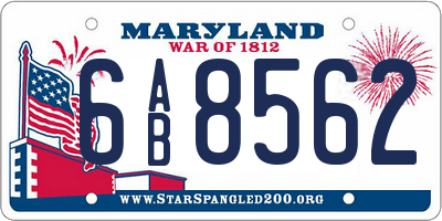 MD license plate 6AB8562
